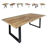 Loreno Handgefertigter Esstisch aus Mangoholz, 120x80cm - 300x100cm Massiver...