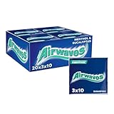 Airwaves Kaugummi, Menthol & Eucalyptus, Blau, zuckerfrei, 20 x 3 Packungen (20...