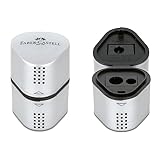 FABER-CASTELL 205043 - Spitzer Grip 2001 3in1, 2 Stück, Anspitzer mit Behälter...