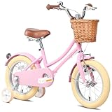 Glerc 12 Zoll Kinder Mädchen Fahrrad für 3 4 5 Jahre alt kleine Mädchen Retro...