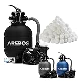 Arebos Sandfilteranlage mit Pumpe inkl. 700g Filterbälle | Schwarz | 400W |...