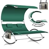 KESSER® Doppel-Sonnenliege Doppelliege mit Sonnendach, Kopfkissen Tasche für 2...