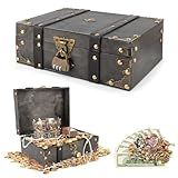 TOSAVGA Vintage Holz Schatztruhe, Aufbewahrung Schatzkiste Holz mit Schloss,...