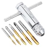 Habwea 5 Stück Gewindebohrer Set, M3 M4 M5 M6 M8 HSS Gewindefräsen T -Griff...