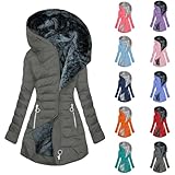 Angxiwan damen-mäntel Wintermantel Lang Winterjacke Warm Gefüttert Winterparka...
