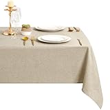 DWCN Leinen Beige Tischdecke Leinenoptik Abwaschbar Tischwäsche Wasserabweisend...