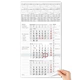 TOBJA 3 Monatskalender 2025 Wandkalender mit Schieber - 'Notizfeld & Platz für...