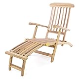 Divero Liegestuhl eleganter Deckchair Florentine Steamer Chair Teakholz...