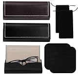 SJUNJIE 6 Stück Brillenetui Leder Set Tragbare Glasses Case Schwarz und...