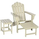 Outsunny Adirondack-Gartenstuhl mit Beistelltisch, Gartenliege mit Fußhocker,...