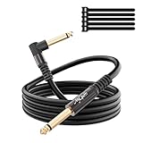 Mygatti 90 Grad 6,35mm Gitarrenkabel 3m, 6,35mm klinke TS Mono-Audiokabel, 1/4...