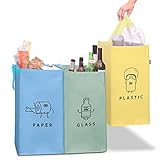 norggo 3er-Pack Recycling System Taschen-Mülltrennsystem 3fach-Recycling...