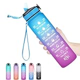 Trinkflasche 1L, BPA-Frei Tritan Wasserflasche mit Strohhalm, Sport water bottle...