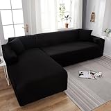 LHKXKKXX Sofabezug 2/1/3/4 Sitzer, Universal Couchbezug, Schwarz, 2 Seater
