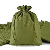 20 Stück Grün Jutesäckchen, 20 * 30cm Stoffbeutel mit Kordelzug,...