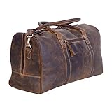 KomalC Leder-Reisetasche für Herren und Damen, Vollnarbenleder, Reisetasche...