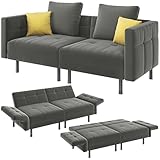 Yaheetech Trennbares Sofa mit Schlaffunktion, Schlafsofa 2 Sitzer aus Samtstoff,...