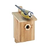 Relaxdays Nistkasten für Vögel, 28 mm Einflugloch, Vogelhaus zum Aufhängen,...