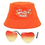 BOFUNX Apero Spritz Fischerhut Anglerhut + Retro Orange Brillen in Herzform...