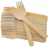 PARENCE.- Set mit 100 Holzgabeln - Einweg-Holzbesteck, Gabeln umweltfreundliche,...