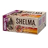 Shelma Katzen-Nassfutter Fleisch Megapack mit den Sorten Rind, Truthahn, Huhn...