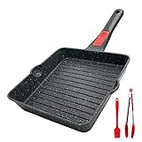 Bobikuke Grillpfanne 20x 20 cm, Steakpfanne Antihaft Beschichtet Aluminium Grill...