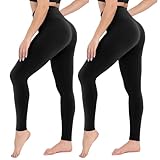 CAMPSNAIL 2er Pack Leggings Damen Schwarz High Waist Sportleggins Blickdicht...