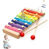 Xylophon für Kinder Mit 2 Schlägel - Buntes Holz Glockenspiel, 8 Töne...