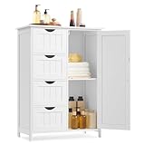 VASAGLE Badezimmerschrank, schmaler Badschrank, Beistellschrank, Kommode, mit 4...