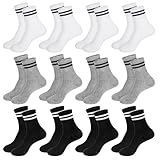 Xialvyu Tennis Sport Socken Kinder, 12 Paar Kinder Sportsocken, Bio Baumwolle...