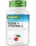 Eisen mit 40mg natürlichem Vitamin C - 365 Eisentabletten - Hohe...