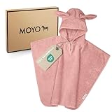 MOYO Baby Badeponcho mit Hasenohren in Rosé I Poncho Kinder Badetuch für 0-3...