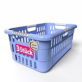 BigDean 3 Stück Wäschekorb 40L mit Softgriffen – Wäschewanne Made in...