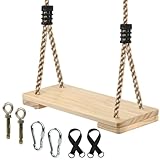 BOPEUY Holz Schaukel Outdoor bis 170 kg, Holzschaukel iIndoor mit Verstellbarer...