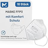 10 FFP3 Mund- und Nasenschutz Maske mit EC Zertifizierung, 5 lagige Maske ohne...