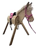 Rülke Holzspielzeug Gartenpferd Tom - Set in Rosa inkl. Sattel, Halfter,...