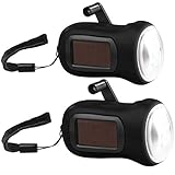 PEARL Kurbeltaschenlampe: 2er-Set Dynamo-Akku-Taschenlampe mit Solarpanel, 3...