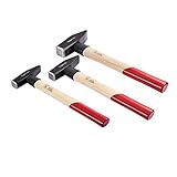 Amazon Basics Schlosserhammer-Set, Stiel aus Hickoryholz, 3 Teile, 300 g, 500 g,...