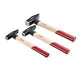 Amazon Basics - Schlosserhammer-Set, Stiel aus Hickoryholz, 3 Teile, 300 g, 500...