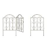 Relaxdays Gartentor, 3-teilig, Stahl, Gartenpforte Ornamente, Gartentür mit 2...