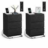 VASAGLE Kailyn Kollektion - Nachttisch mit Steckdosenleiste, 2er Set,...