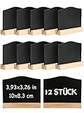 DONQL 12Stück Mini Kreidetafel mit Ständer, Kleine Tafel Holzschilder zum...
