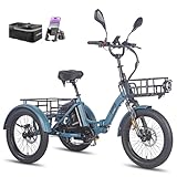Fafrees E Bike Dreirad 20 Zoll, E Bike 3 Rad Lastenfahrrad 48V 21Ah Akku,...