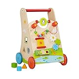 Solini Lauflernwagen aus Holz - Baby Lauflernhilfe mit Motorikschleife &...