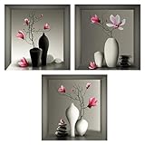 Fyihoxi 3 Stück 3D Wandsticker Vase Wandtattoo, 3D Blumen Vase Wandaufkleber,...