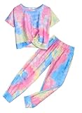 Arshiner Mädchen Schlafanzüge Batik Kinder Sommer Pyjama-Set Leicht Kurzarm...