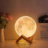 Mond Lampe 3d Druck, Mondlampe Kugel 15cm, Lunalamp mit Fernbedienung, Moonlight...