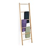 Relaxdays Handtuchleiter Holz, 6 Sprossen, Wäscheleiter Handtücher & Kleidung,...