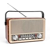 Retro Radio AM/FM/SW – Tragbares Nostalgie Radio mit 1800mAh Akku & Bluetooth,...
