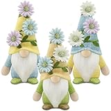 Gehydy Deko Frühling Wichtel Figuren 3er Set Blumenranke Frühlingsdeko...